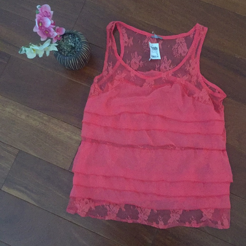 Coral Charlotte Russe Sheer Top